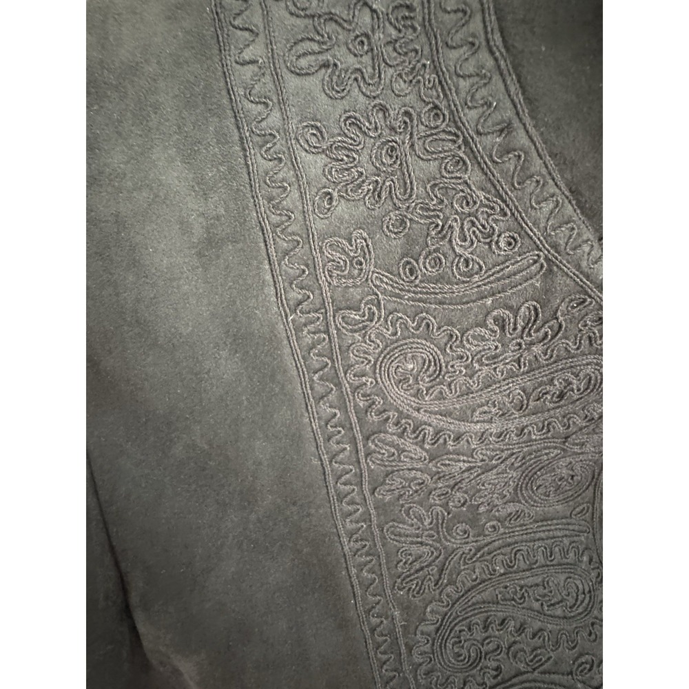 NEXT Tailored Black Cropped Jacket Sz 14 Paisley Embroidered Hook Front Lined - Picture 7 of 10